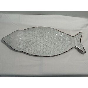 Mud Pie Ceramic Fish-Shaped Serving Platter 21" Long